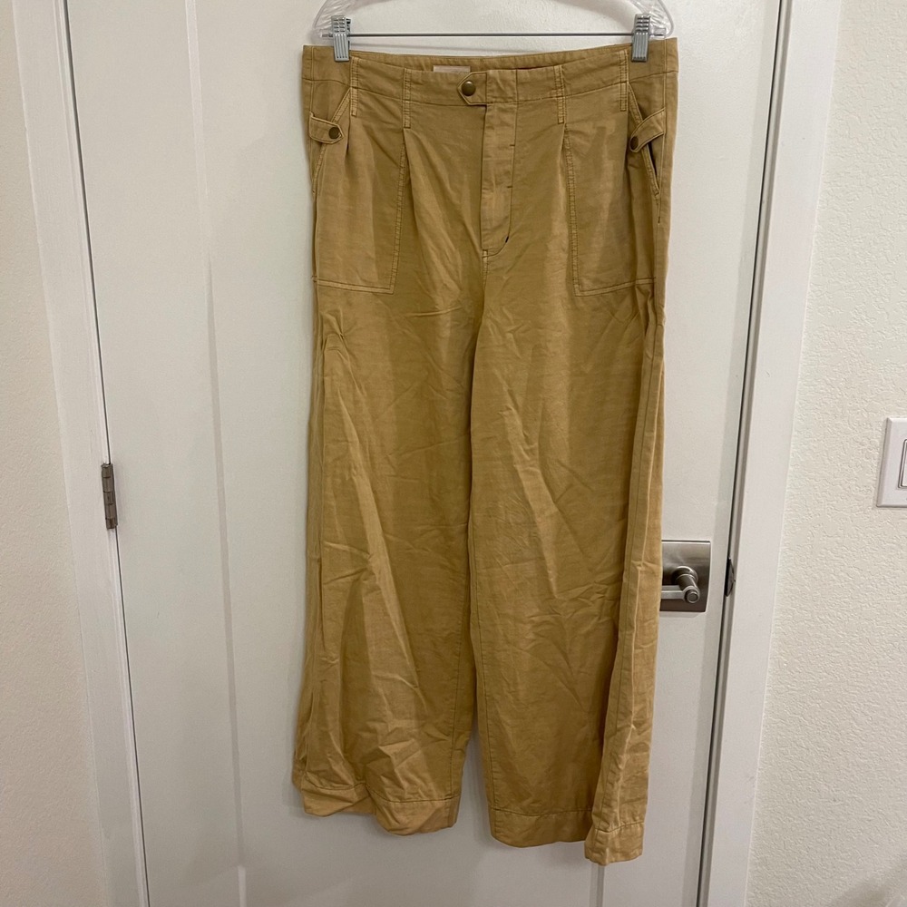 Pilcro Anthropologie Wide Leg Yellow Womens Pants Chic Fall Vibrant